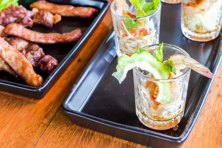 Shrimp in fish sauce Thai foodの写真素材