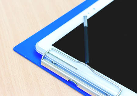 writing on tabletの写真素材