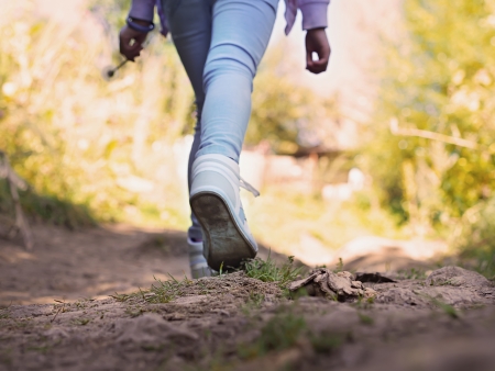 Walking girlの写真素材