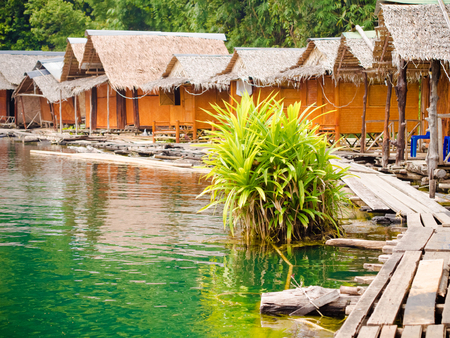 Village on the Lake Cheo lan in Thailandの写真素材