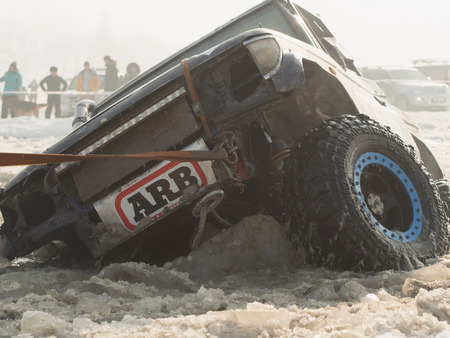 ALMATY, KAZAKHSTAN - DECEMBER 16: Maslow Cup off road festival at Independence Day of Kazakhstan in Sairan reservoirのeditorial素材