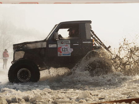 ALMATY, KAZAKHSTAN - DECEMBER 16: Maslow Cup off road festival at Independence Day of Kazakhstan in Sairan reservoirのeditorial素材