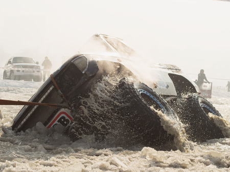 ALMATY, KAZAKHSTAN - DECEMBER 16: Maslow Cup off road festival at Independence Day of Kazakhstan in Sairan reservoirのeditorial素材