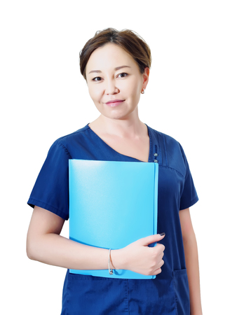 Portrait of doctor isolated on white backgroundの写真素材