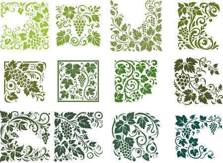 Plant frame with vines and scrollsのイラスト素材