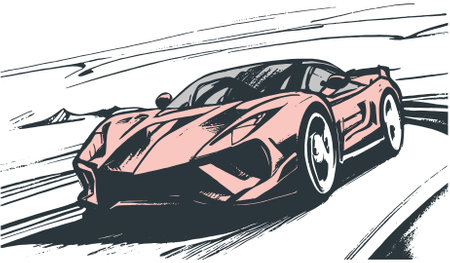 Sports Car.Vector illustration ready for vinyl cutting.Vinyl cutting.のイラスト素材