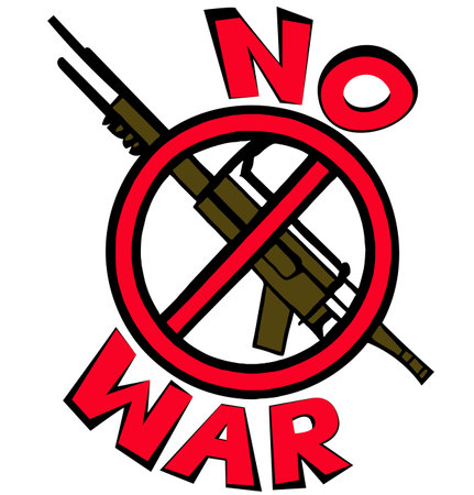 No war sign with a machine gun on a white background, vector illustrationのイラスト素材