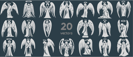 Angel icons set. Collection of angel vector icons for web design.のイラスト素材