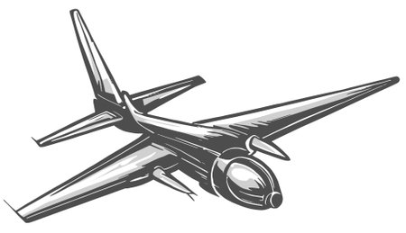 Airplane isolated on white background. Vector illustration in sketch style.のイラスト素材