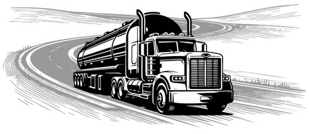 Truck with a tank truck. Vector illustration ready for vinyl cutting.のイラスト素材