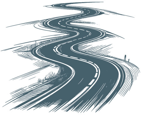 Winding road. Vector illustration of a road on a white backgroundのイラスト素材
