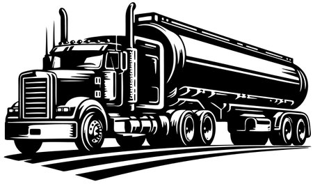 Truck with Tanker.Vector illustration ready for vinyl cutting.のイラスト素材