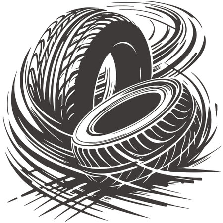 Tire.Vector illustration ready for vinyl cutting. Vinyl-ready.のイラスト素材
