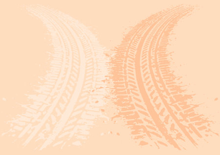 Tire tracks on a pastel background. Grunge vector illustration.のイラスト素材