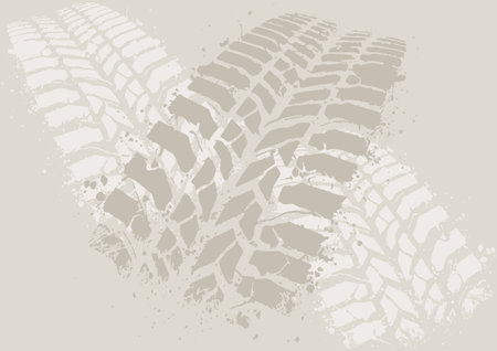 Tire tracks background. Grunge tire track vector illustration.のイラスト素材