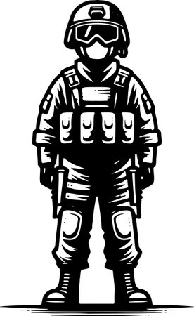 Soldier.Mascot Templates.Vector illustration ready for vinyl cutting.のイラスト素材