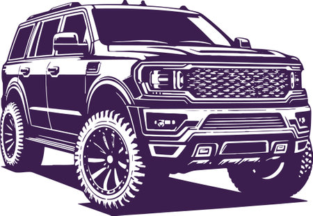 Illustration of an offroad vehicle. Vector illustration ready for vinyl cutting.のイラスト素材