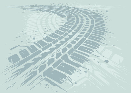 Tire tracks. Grunge tire track. Vector illustration.のイラスト素材