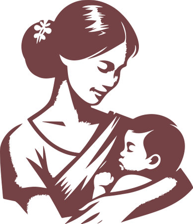 Mother with a baby.Vector illustration ready for vinyl cutting on white background.のイラスト素材
