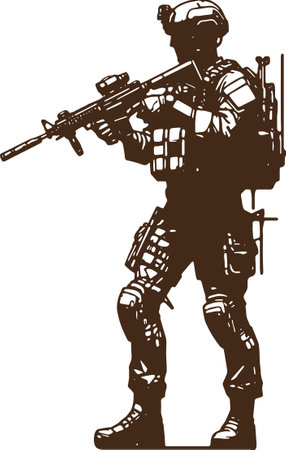 Soldier.Fast Movement.Vector illustration ready for vinyl cutting.のイラスト素材