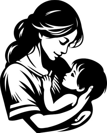 Mother with Baby.Mascot Templates.Vector illustration ready for vinyl cutting.のイラスト素材