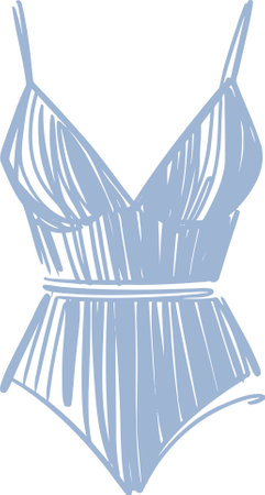 simple sketch drawing of a closed swimsuit as a stencil drawingのイラスト素材