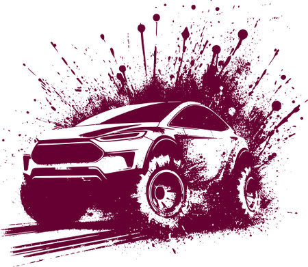 Futuristic vehicle concept in vector stencil with splatter effectsのイラスト素材