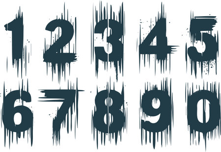 Graphic numbers in the style of dripping inkのイラスト素材