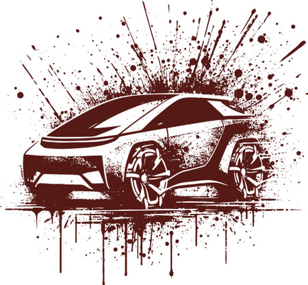 Vector art of modern car concept with splatter and smear effectsのイラスト素材
