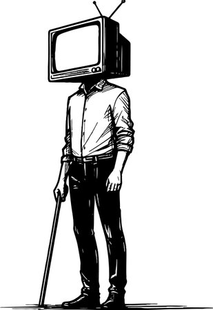 Man with a TV set. Pop art retro vector illustration kitsch vintageのイラスト素材