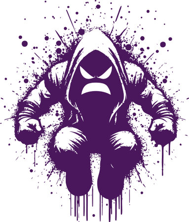 Vector illustration of a monster with grunge splashes on white backgroundのイラスト素材