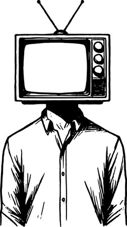 Retro TV.Man with TV.Vector illustration ready for vinyl cutting.のイラスト素材