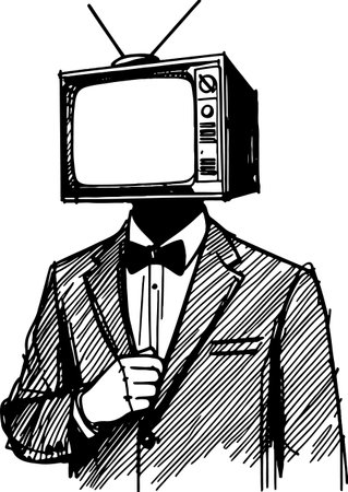 Retro TV.Man with TV.Vector illustration ready for vinyl cutting.のイラスト素材