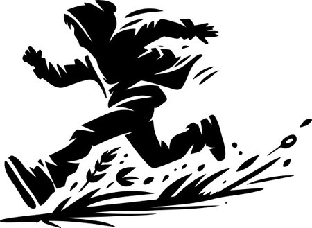 Jumping.Fast Movement.Vector illustration ready for vinyl cutting.のイラスト素材