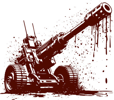 Military cannon.Vector illustration ready for vinyl cutting and t-shirt printing.のイラスト素材
