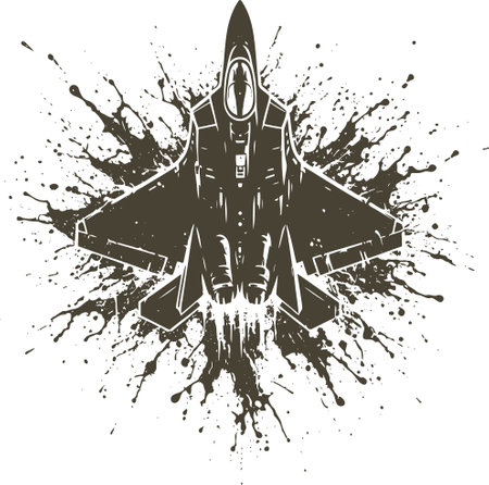 Military fighter jet. Grunge vector illustration for your design.のイラスト素材