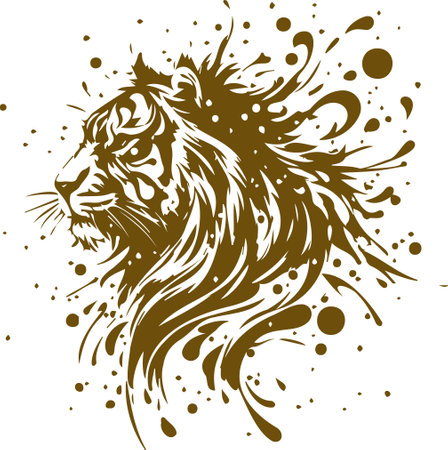 Lion head with splashes and blots. Vector illustration.のイラスト素材