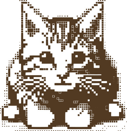 Vector image of a cat in the style of pixel art on a white backgroundのイラスト素材