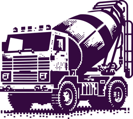 Concrete mixer. Vector illustration ready for vinyl cutting or t-shirt printing.のイラスト素材
