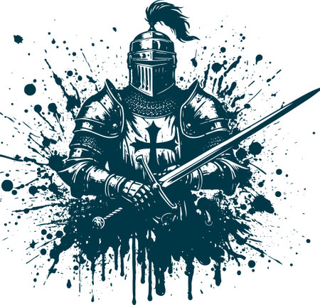Knight sword and shield. Vector illustration ready for vinyl cutting.のイラスト素材