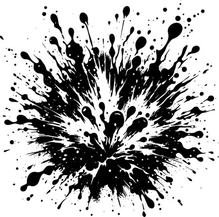 Black and white grunge ink splashes. Abstract vector background.のイラスト素材