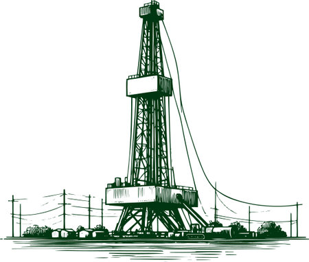 Oil drilling derrick. Oil and gas industry. Vector illustration.のイラスト素材