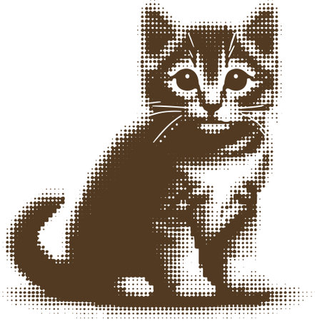 Vector illustration of a cat in halftone style on white backgroundのイラスト素材