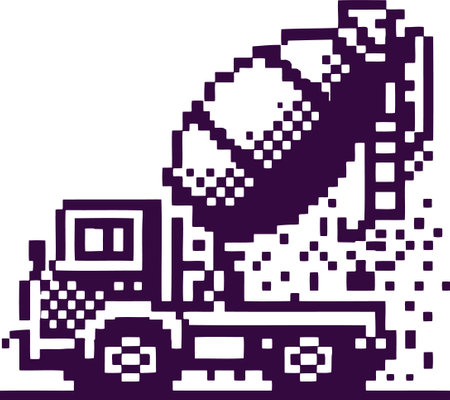 illustration of a pixelated concrete mixer on a white background.のイラスト素材