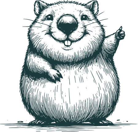 Vector image of a hamster on a white background. Hand drawn illustration.のイラスト素材