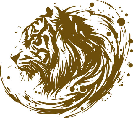 Tiger.Vector illustration ready for vinyl cutting. Isolated on white background.のイラスト素材