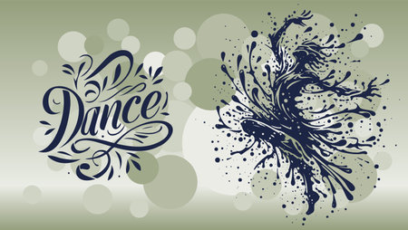 Vector illustration with hand drawn lettering and blots on green background.のイラスト素材