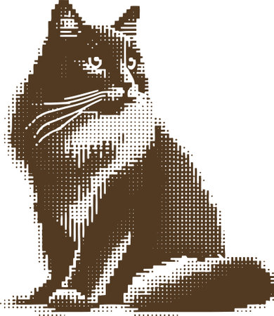 Vector image of a cat in halftone style on white backgroundのイラスト素材