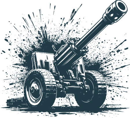 Cannon. Vector illustration ready for vinyl cutting. Grunge effect.のイラスト素材