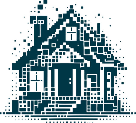 abstract pixel house isolated on a white background, vector illustration.のイラスト素材